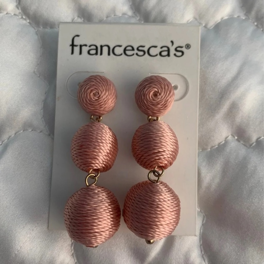 Pink Pom Pom Ball Statement Earrings
